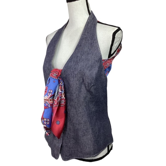 WORTH Paisley Boho Button Down Vest Size 10 - Picture 2 of 7